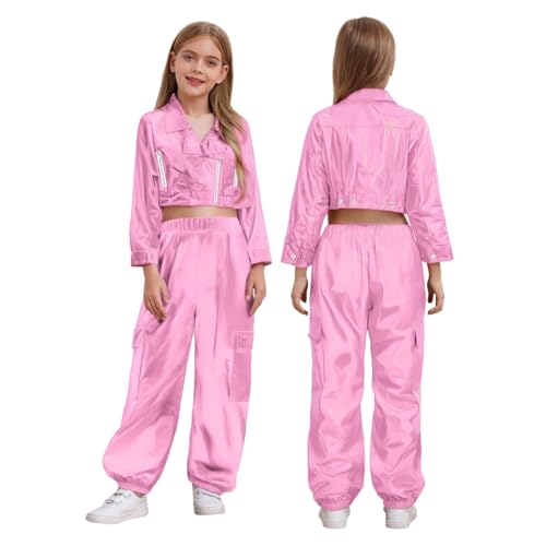 Traje de baile hip hop para niños de dos piezas elástico y brillante