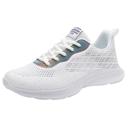 [Avarrerog] スニーカー レディース 超軽量 通勤靴 シンプル 滑り止 スポーツ ニット ランニングシューズ 通気 柔らかい カジュアルシューズ 歩きやすい ダイエット 婦人靴 ウォーキングシューズ ウォーキング ランニング 普段履き 白 スニーカー 厚底スニーカー レディーススニーカー(ホワイト,25.0 cm)