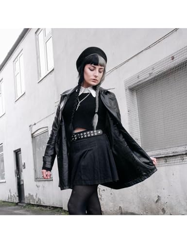 Lowlife Duplici Vegan Double Œillet Simili Cuir Ceinture En Noir et Argent