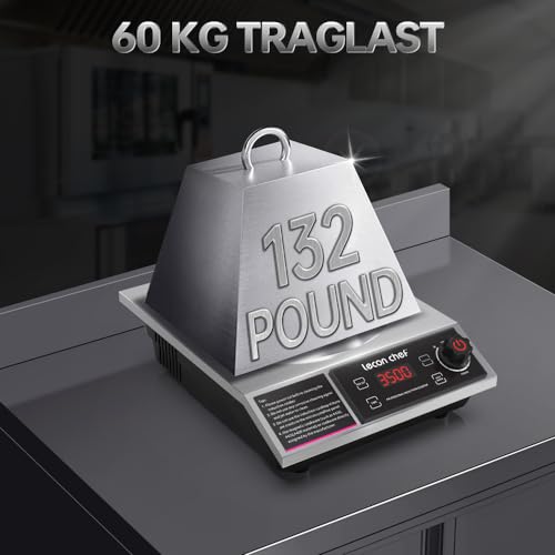 Lecon Chef Induktionskochplatte mit Wok, 3500W Einzelinduktionskochfeld, Kochplatten, 60 KG Tragkraft, Timer und Voreinstellung, 11 Temperatur- und Leistungsstufeneinstellungen