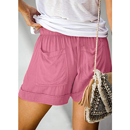 My+Orders Lightning+Deals of Today Orders Placed by me Womens Linen Shorts 7 inch Inseam Shorts for Women Plus Size Elastic Waist Sweatpants Drawstring Short Pants with Pockets Pink Medium - Thumbnail 4