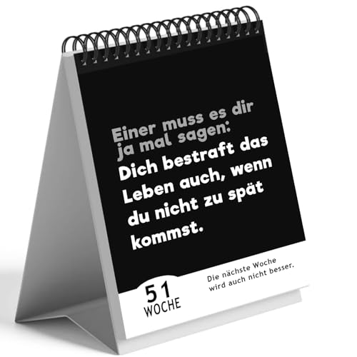 Demotivierender Tischkalender undatiert 52 Wochen mit unmotivierendenden Sprüchen Demotivationskalender Sarkasmus lustige Geschenkidee für Büro-deko Kollegen Kalender sarkastisch Gadget (BLACK)