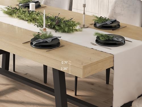 Image of GarveeHome Industrial Dining Table for 4-6 People, 63 inch Long Large Kitchen Table with Sturdy Metal Frame, Rectangular Counter for Dinner, Kitchen, Dining Room (Natural, 63 inch Non-extendable)