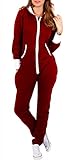 SKYLINEWEARS Women's Ladies Onesie Hoodie Jumpsuit Playsuit Small Burgundy
