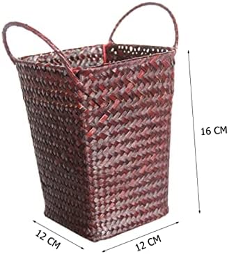 Small Rattan Basket with Handles, Coffee, for Home Shelf Storage — 사진 4