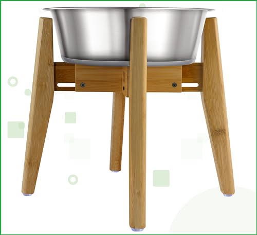 Dog Bowl Stand for Large Breeds - [16-inch] Tall, Adjustable - Use to Raise Dog Slow Feeders, Water Fountains and Dishes - Bamboo Holder Only - Thumbnail 7