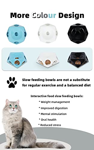 Ceramic Slow Feeder Cat Bowls Fun Interactive Feeder,Healthy Slow Feeder For Cat (White) #TOP5