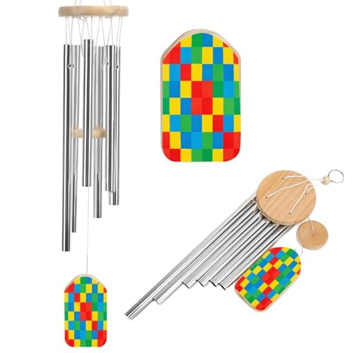 Colored Checkerboard Wind Chime Cute Garden Decoration Wind Bell Large Deep Tone Wind Chimes Memorial Wind Bell for Outside for Patio Backyard Garden Porch Outdoor