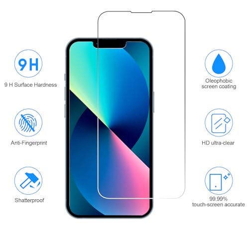SIBEITU 3 Pack Screen Protector for iPhone 13 Pro with 3 Pack Camera Lens Tempered Glass Protector, 6.1 Inch HD Clear Glass Film 9H Hardness Full Coverage, Scratch Resistent, No Air Bubbles