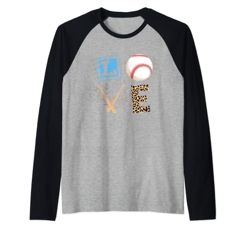 Lindo fan del béisbol de la mamá Camiseta Manga Raglan