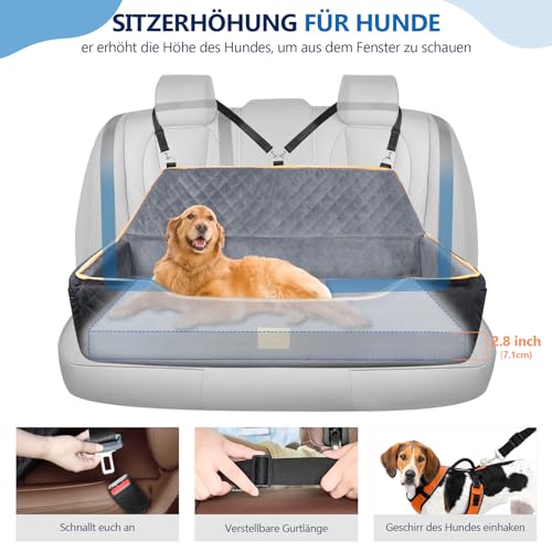 GL GLENSLAVE Hundeautositz für große/mittlere Hunde, bequemes Hundeautobett Pet Booster für den Rücksitz, vollständig Abnehmbarer & waschbarer Hundereisesitz mit dickem Kissen