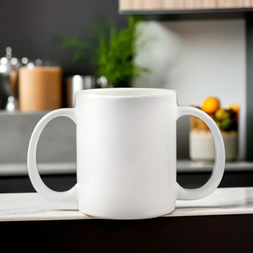 Taza Cerámica con Doble Asa 350 ml Blanca miniatura 2