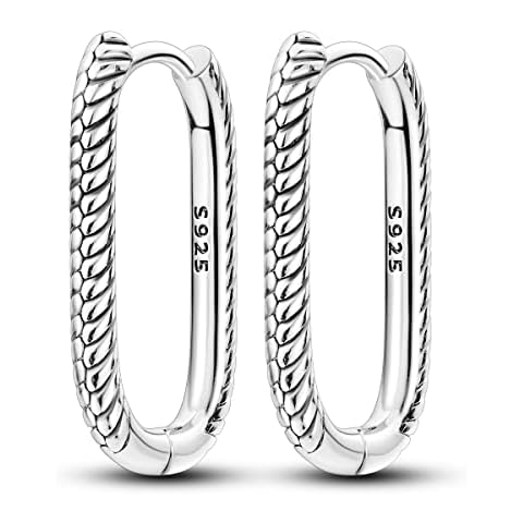NARMO U-shaped Hoop Earrings for Women 925 Sterling Silver Serpentine Stripe Hoop Earrings Simple U Shaped Earrings Cover