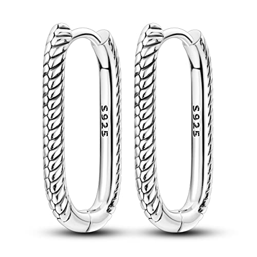 NARMO U-shaped Hoop Earrings for Women 925 Sterling Silver Hoop Earrings U Shaped Earrings