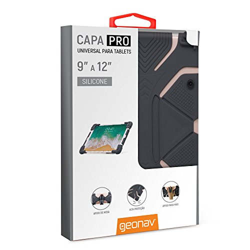 Capa Universal Para Tablets de 9 a 12 Polegadas Geonav em Silicone e Laterais Ajustáveis - Preta, GE