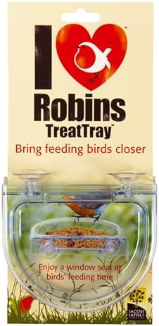 Zobacz karmę ptaków w zbliżeniu - tacka do przyrządzania 'I Love Robins' - naczynie do karmienia przyczepiane do okna