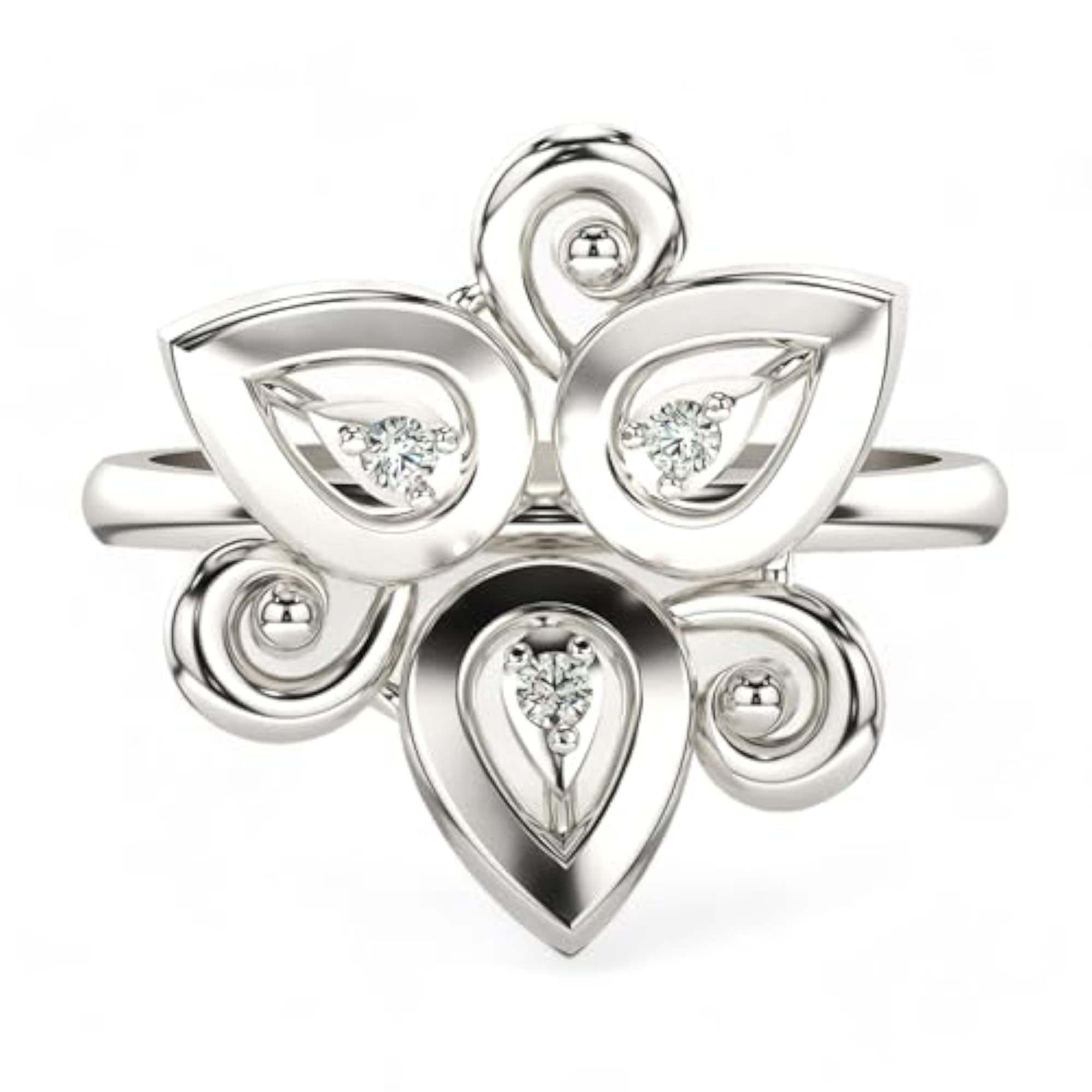 Women's Sterling Silver & Lab Grown Diamond 0.06cts Ring, Stylish