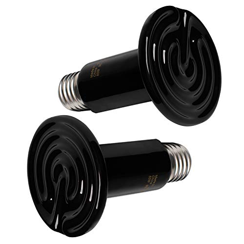 Aomryom 80W 2 Pack Ceramic Heat Emitter Infrared Reptile Heat Lamp Bulb