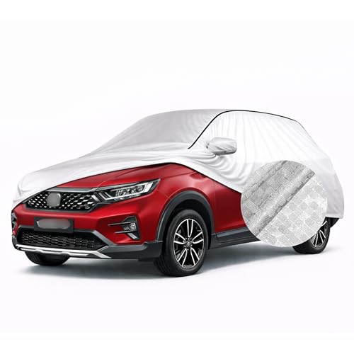 Image of SEAZEN Waterproof Car Cover for Honda WR-V | Dustproof, UV & Scratch Resistant Soft Cotton Lining | Triple Stitched, Mirror Pockets & Elastic Hem | Metallic Silver with Black Piping
