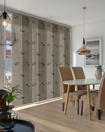 GoDear Design Adjustable Sliding Vertical Blinds for Separating Rooms, 45.8"- 86" W x 96" H, Extendable Panel Track Blinds for Room Dividers and Patio Doors, Trimmable Fabric Panel Shades, Winter