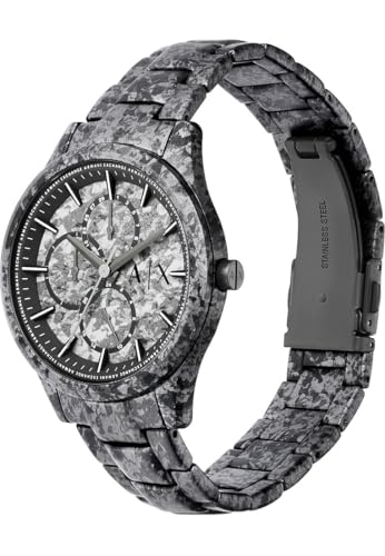 Armani Exchange Orologio Analogico al Quarzo Uomo con Cinturino in Acciaio Inossidabile AX1885, Nero ardesia - Immagine 3
