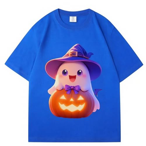 IRUD Halloween Shirts for Women - Pumpkin Ghost Wizard Hat Pattern Round Neck Short Sleeve - image 2