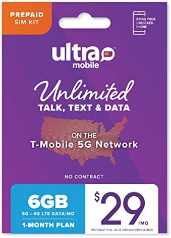 Ultra Mobile $29/mo Prepaid Phone Plan with Unlimited International Talk, Text and 6GB of 5G • 4G LTE Data