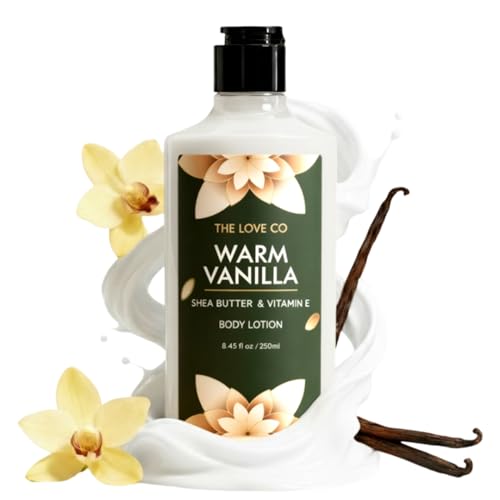 Image of The Love Co Warm Vanilla Body Lotion for Women 250ml | Floral Fragrance | Deep Moisturizing, Non-Sticky Formula | Luxury Body Care Gift