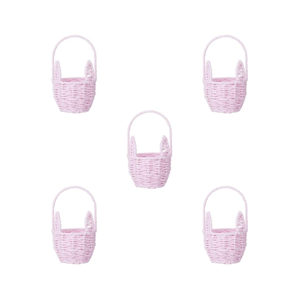 Set di 5 cestini pasquali a forma di coniglietto pasquale, decorazione pasquale, cestino per la cucina, la casa, il campeggio, rosa, 21 x 12,5 x 8,5 cm