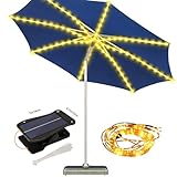 ZNYCYE Patio Umbrella Solar Lights with 8 Lighting Modes - Upgraded Larger Solar Panel Clip 5V 152 LEDs Umbrella Lights Outdoor Waterproof for Patio Beach Tent Camping Garden Decor, Warm White
