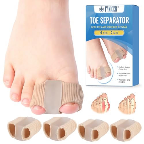 4 Piezas Separador Dedos Pie,Corrector Juanetes Alineadores lavable, Corrector de Juanete para Relajar Los Dedos de Los Pies, Mujeres y Hombres,Piel