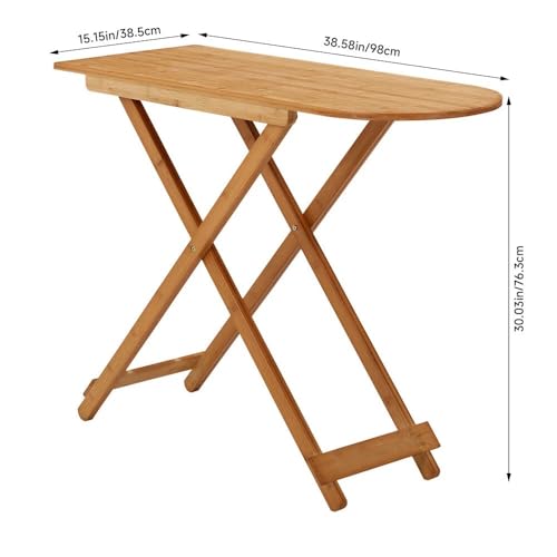 Image of Foldable Wooden Study Table for Home & Office, Portable Laptop Desk, Space Saving Folding Computer Table for Bedroom, Living Room Natural Wood Finish.