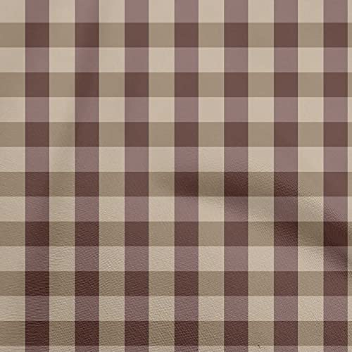 oneOone Viscose Chiffon Brown Fabric Check Quilting Supplies Print Sewing Fabric By The Yard 42 Inch Wide