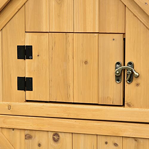 Outsunny Gartenschrank Holz Gartenhaus Gerätehaus Gartenschuppen Doppeltür-Design für den Außenbereich wetterfest 138 x… – Bild 8