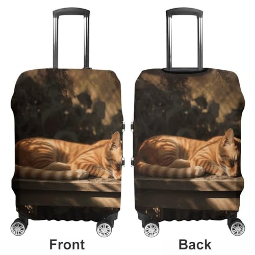 Orange Cat Sleeping Luggage Cover, Washable Elastic Suitcase Cover Protector Fit 18-32 Inch Luggage3