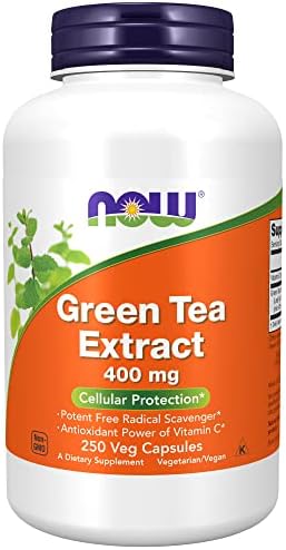 NOW Supplements, Green Tea Extract 400 mg with Vitamin C, Cellular Protection*, 250 Veg Capsules