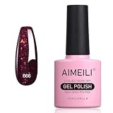 AIMEILI HEMA Free Gel Nail Polish, TPO Free, Soak Off U V Nail Art Glossy Long Lasting for Salon DIY Home - 666 10ml
