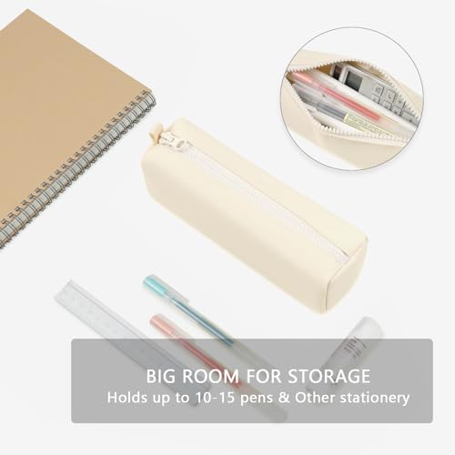Image of Pencil Case Lightweight and Durable Ideal Pencil Pouch for School and Office Supplies (Cream,Oxford)