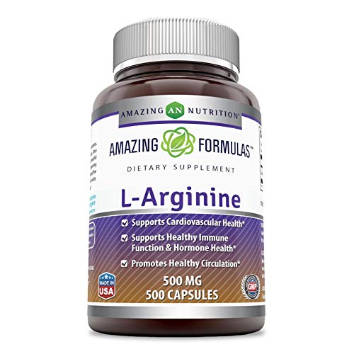 Amazing Formulas L-Arginine 500Mg 500 Capsules Dietary Supplement - Best Amino Acid Supplements For Women & Man - Promotes Circulation And Supports Cardiovascular Health #TOP14