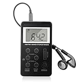 AM FM Pocket Radio, ALLOMN Portable Digital Tuning AM FM Stereo Radio Rechargeable Battery, LCD...