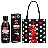 Pack regalo Botella Térmica Flamenca Macarena 500 ml + Bolso Tote Málaga Fondo Negro Lunares – diseño flamenco – illustrArte