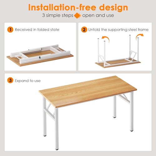 Image of Need 47 inches Computer Desk Office Desk Folding Table with BIFMA Certification Computer Table Workstation,Teak White AC5BW-120
