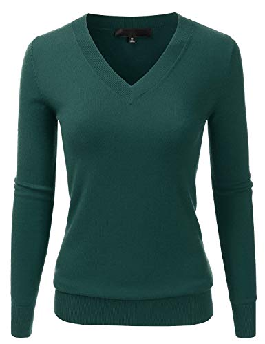 Image of EIMIN Women's Long Sleeve V-Neck Slim Fit Pullover Soft Knit Top Sweater (S-XL)