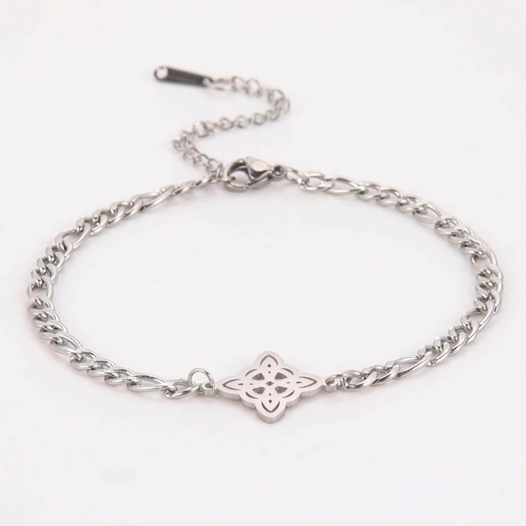 Miniatura 4 de Pulsera de nudo celta para mujeres y niñas, de acero inoxidable, con diseño de brujas celtas irlandesas, pulsera de nudo con símbolo wiccano, regalo