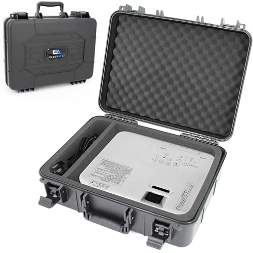 Image of CASEMATIX Hard Shell Projector Travel Case Compatible with Epson VS250 SVGA, VS350 XGA, VS355 WXGA Projectors with HDMI Cable and Remote in Custom Foam Compartments, Case Only