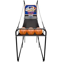 Basketball Arcade Game Shot Creator Indoor Foldable Electronic Shootout Sport Game Official Home Shot Basketball with 3 Balls, Blue Yellow