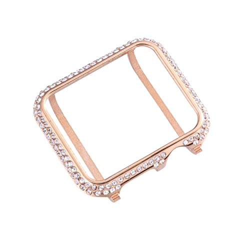 Compatible Watch 38mm Diamond Case, Aluminum Bezel Metal Cover Crystal Rhinestone Protective Protector Cover for Series 1/2/3 Sport and Edition (38mm Rose Gold)