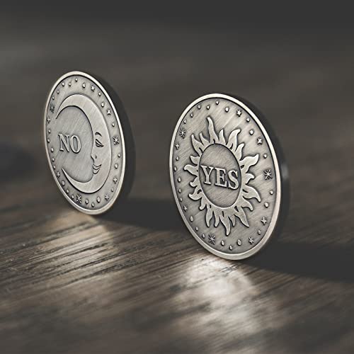 Yes No Coin-Yes Or No Decision Maker Coins Funny Flipping Coin Novelty Double Sided Coins Birthdays Christmas Party Gifts, Sun Or Moon Pattern #TOP4