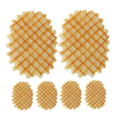 VICASKY 6pcs Realistic Faux Waffle Display Decorative Artificial Waffle Ornaments for Kitchen Bakery Restaurant Decor Creative Food Model for Photography Props