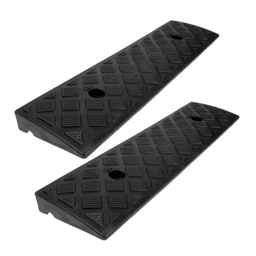 Garneck Pedana per Marciapiede in Gomma 3 CM Altezza Set 2 Pezzi Pedana Portatile per Soglia Casa Garage Moto Bici e Sedie a Rotelle Bordo Smussato Antiscivolo per Uso Interno ed